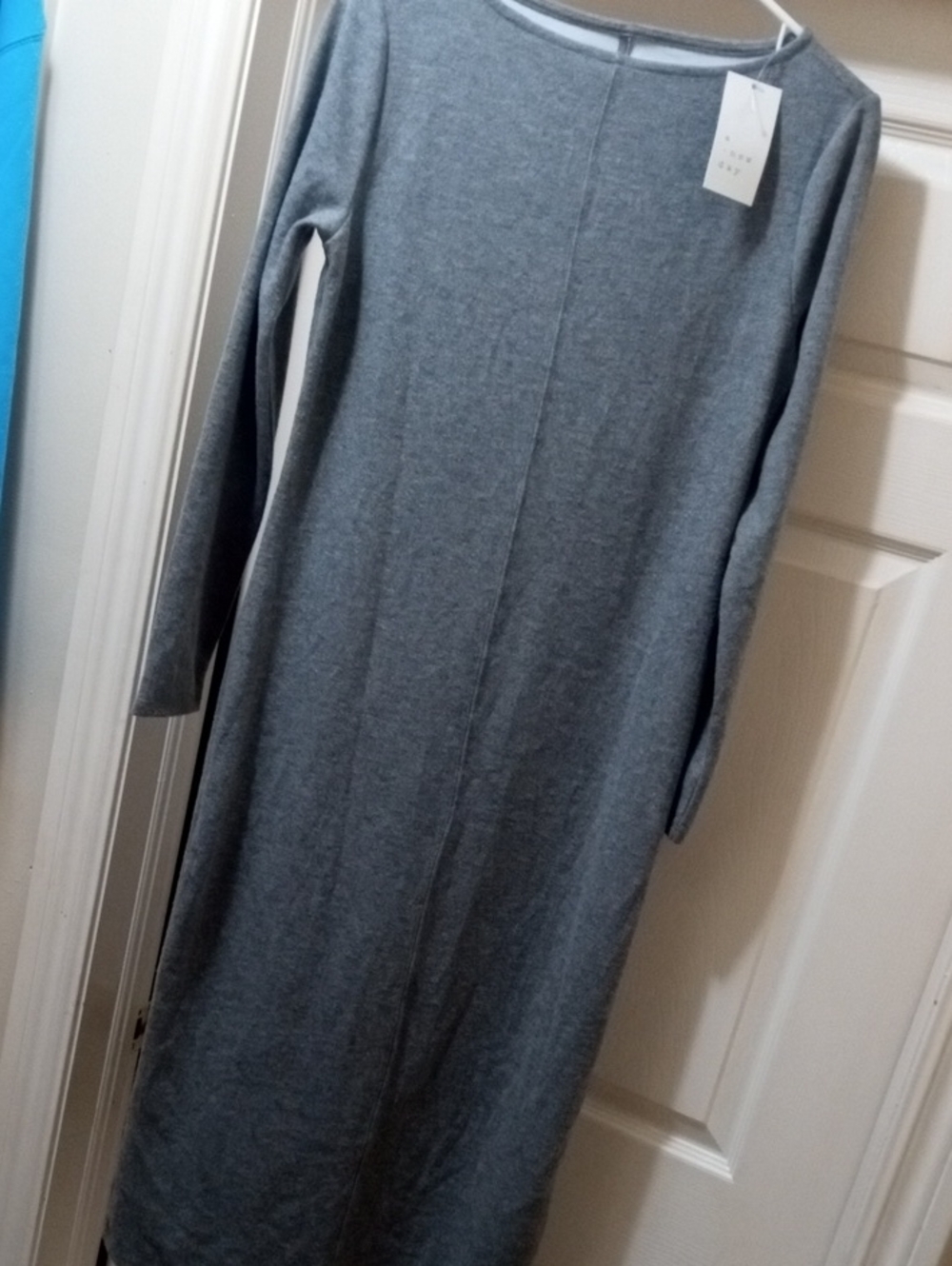 $19>>>Gray Long Sleeve Knit Warm Cozy Dress